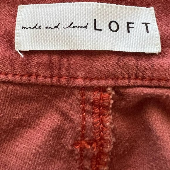 Loft Pink Velvet High Waist Button Fly Academia Skinny Pants Size 10 - Picture 9 of 11